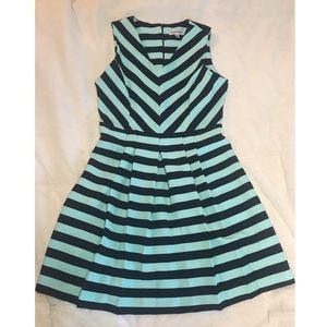 Turquoise and black knee high dress